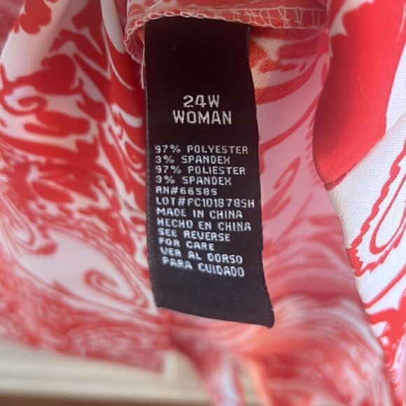 Women’s size 24W is sleeveless red and white spring summer midi dress - Picture 12 of 12